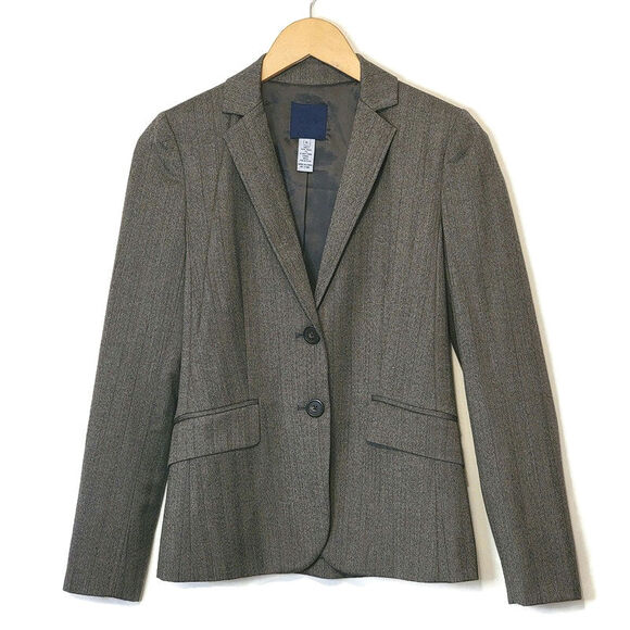 J. Crew Pinstripe Single Breasted Structured Lightweight Wool Gray Blazer Size 0 - Picture 1 of 13